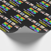 55e verjaardag: Regenboog "55"; Aangepaste foto's  Cadeaupapier (Hoek)