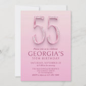 55e verjaardag Roze diamanten Kaart (Voorkant)
