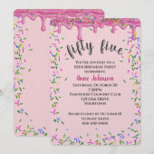 55e verjaardag roze ijsjes en strooisel kaart (Voorkant / Achterkant)