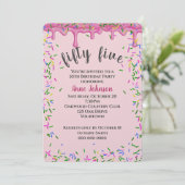 55e verjaardag roze ijsjes en strooisel kaart (Staand voorkant)