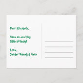 55e verjaardag: Roze strepen & harten, Regenboog 5 Briefkaart (Achterkant)