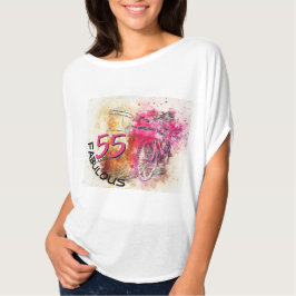 55e verjaardag  roze Waterverf fiets Chic T-shirt
