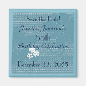55e verjaardag Save the Date Blue Floral Magnet (Voorkant)