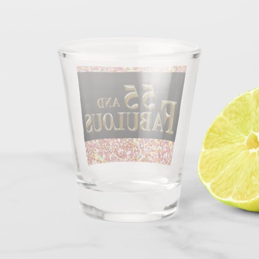 55e verjaardag shot glas (Achterkant)