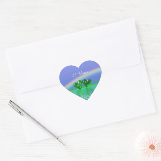 55e verjaardag Smaragden Harten Hart Sticker (Envelop)