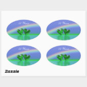 55e verjaardag Smaragden Harten Ovale Sticker (Vel)