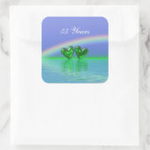 55e verjaardag Smaragden Harten Vierkante Sticker (Tas)