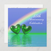 55e verjaardag Smaragden Hartjes Kaart (Voorkant / Achterkant)