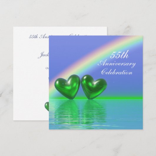 55e verjaardag Smaragden Hartjes Kaart (Voorkant / Achterkant)