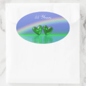 55e verjaardag Smaragden Hartjes Ovale Sticker (Tas)