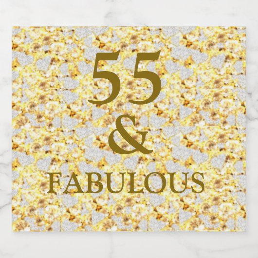 55e verjaardag sparkling wijnetiket (Enkel label)