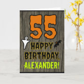 55e verjaardag: Spooky Halloween Thema, Aangepaste Kaart (Gele Bloem)