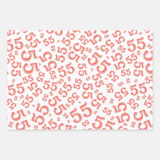 55e verjaardag Steenkool/White Random Number Patte Inpakpapier Vel (Voorkant 2)