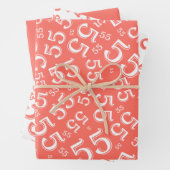 55e verjaardag Steenkool/White Random Number Patte Inpakpapier Vel (In situ)