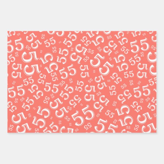 55e verjaardag Steenkool/White Random Number Patte Inpakpapier Vel (Voorkant)