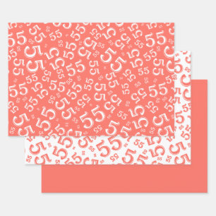 55e verjaardag Steenkool/White Random Number Patte Inpakpapier Vel