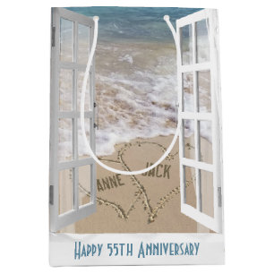 55e verjaardag Strand Hartjes Midden Geschenkenta Medium Cadeauzakje