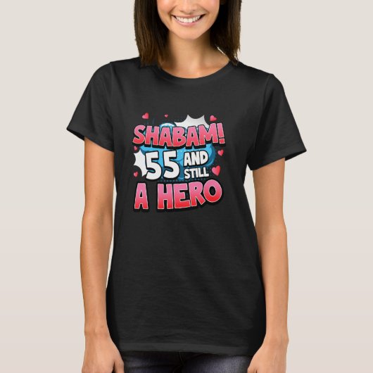 55e verjaardag Superheld Vrouwen Shabam! Hero Comi T-shirt (Voorkant)