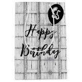 55e verjaardag symmetrisch rustiek houtpatroon medium cadeauzakje (Voorkant)