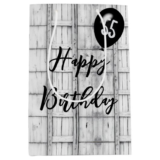 55e verjaardag symmetrisch rustiek houtpatroon medium cadeauzakje (Voorkant)