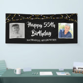 55e verjaardag toen & nu foto's Lights Zwart Spandoek (Beurs)