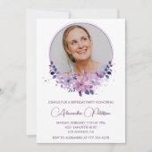 55e verjaardag uitnodiging Foto Elegant Boho paars (Voorkant)