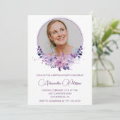 55e verjaardag uitnodiging Foto Elegant Boho paars (Staand voorkant)