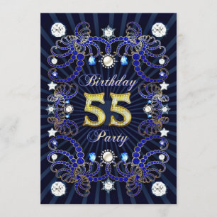 55e verjaardag uitnodiging met massa ' s juwelen