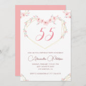 55e verjaardag uitnodigingen Boho Floral Elegant (Voorkant / Achterkant)