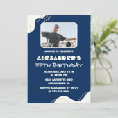 55e verjaardag uitnodigingen Mannen Foto Simple Bl (Staand voorkant)