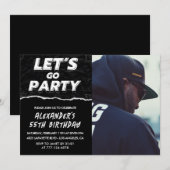55e verjaardag uitnodigingen Mannen Zwart Foto (Voorkant / Achterkant)