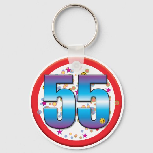 55e verjaardag v2 sleutelhanger (Voorkant)