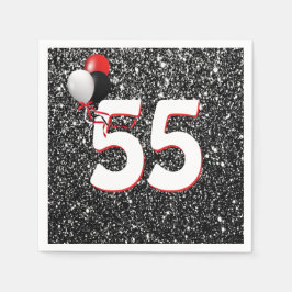 55e verjaardag van de ballonnen op Black Glitter N Servet