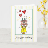 55e verjaardag van de boerka en de harten van vrou kaart (Gele Bloem)