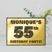 55e verjaardag van de geboorte - Vette, houten gra Folie Uitnodiging (Staand Voorkant)