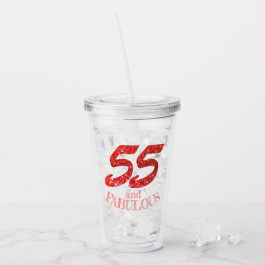 55e verjaardag van de viering van het koraal Glitt Acryl Drinkbeker (Voorkant ijs)