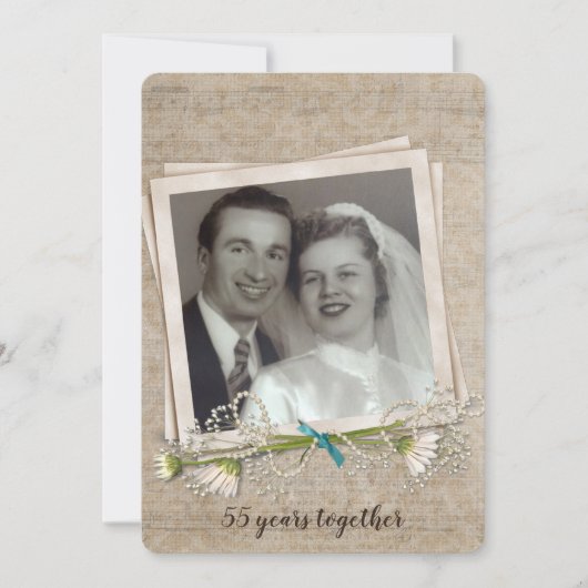 55e verjaardag van het ouderwetse fotofeest lijst kaart (Voorkant)