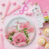 55e verjaardag van roze rozen papieren bordje (Feest)