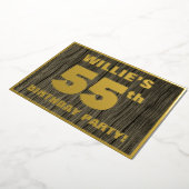 55e verjaardag: Vet, Houtgrijnpatroon Folie Uitnodiging (Gedraaid)