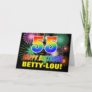 55e verjaardag: Vet, Plezier, Vuurwerk, Regenboog  Kaart