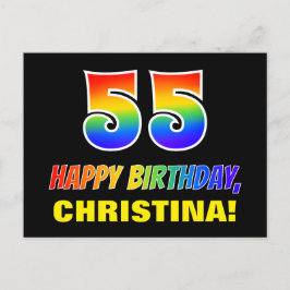 55e verjaardag: Vet, Vun, Eenvoudig, Regenboog 55 Briefkaart