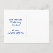 55e verjaardag: Vet, Vun, Eenvoudig, Regenboog 55 Briefkaart (Achterkant)