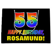 55e verjaardag: Vet, Vun, Eenvoudig, Regenboog 55 Groot Cadeauzakje (Voorkant)