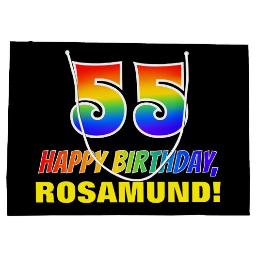 55e verjaardag: Vet, Vun, Eenvoudig, Regenboog 55 Groot Cadeauzakje (Achterkant)