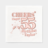 55e verjaardag viert champagneglazen folie servetten (Voorkant)