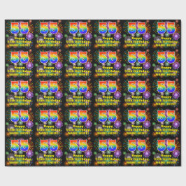 55e verjaardag: vuurwerk, regenboogblik # "55" cadeaupapier