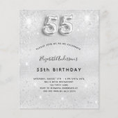 55e verjaardag zilveren glitter budgetuitnodiging flyer (Voorkant)