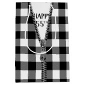 55e verjaardag Zipper op buffelplaat Medium Cadeauzakje (Voorkant)