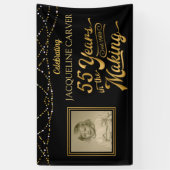 55e verjaardag zwart en goud foto spandoek (Verticaal)