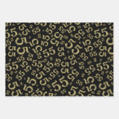 55e verjaardag zwart/Gold Random Number Patroon 55 Inpakpapier Vel (Voorkant)